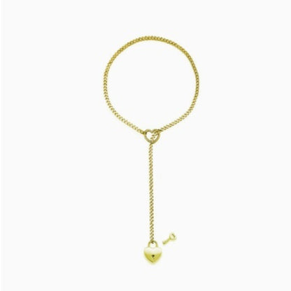 Fashion Jewelry 2025 New Slip Chain Necklace Heart O-Ring Rock Cuban Long Necklace Adjustable Heart Shaped Lock Core With Key